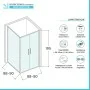 Box doccia angolare 90x90 con apertura saloon in vetro temperato trasparente con profili nero opaco Neos scheda tecnica