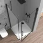 Box doccia angolare 70x80 in vetro temperato trasparente battente con profili nero opaco Neos