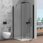 Box doccia angolare 70x80 in vetro temperato trasparente battente con profili nero opaco Neos