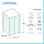Box doccia angolare 70x90 con apertura saloon in vetro temperato trasparente con profili nero opaco Neos