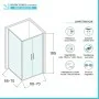 Box doccia angolare 70x70 con apertura saloon in vetro temperato trasparente con profili nero opaco Neos