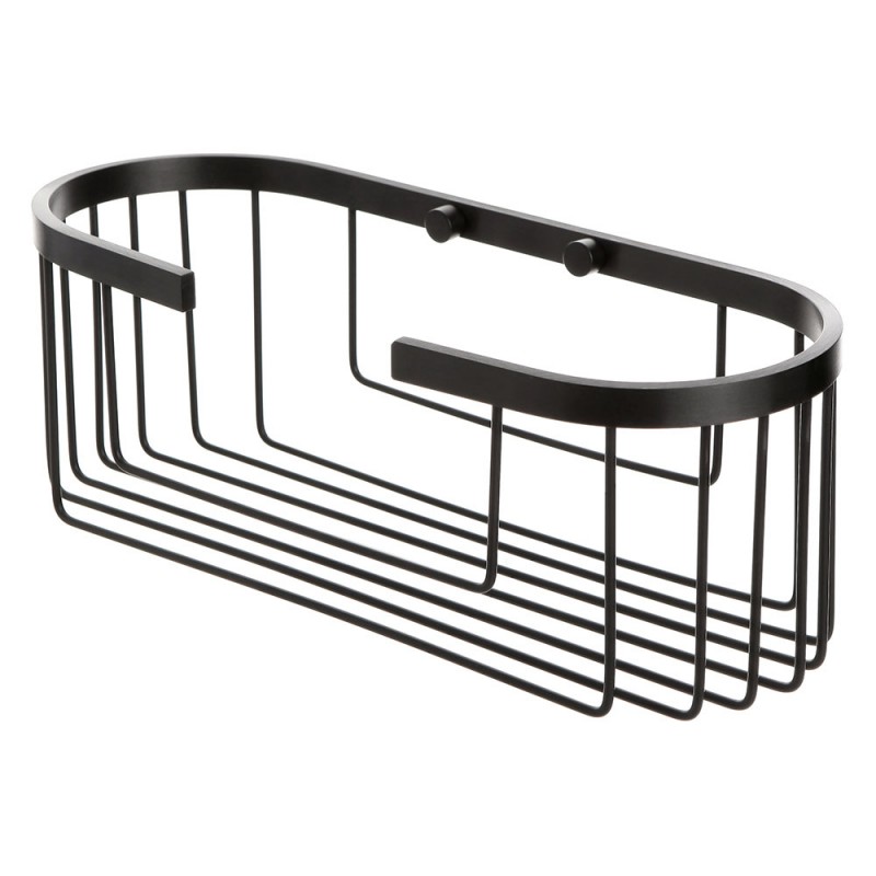 Portasapone in filo doccia in alluminio Lucido Nero a muro Griglia per Doccia Portaspone in Alluminio Nero Opaca Design Moderno