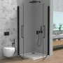 Box doccia angolare 70x70 in vetro temperato  doppio battente con profili nero Neos