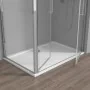 Box doccia angolare 70x100 con apertura saloon in vetro temperato trasparente con profili cromati Neos