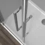 Box doccia angolare 70x90 con apertura saloon in vetro temperato trasparente con profili cromati Neos