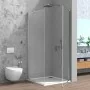 Box doccia angolare 70x80 in vetro temperato trasparente battente con profili cromo Neos