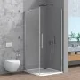 Box doccia angolare 80x90 in vetro temperato trasparente battente con profili cromo Neos