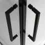 Box doccia angolare doppio soffietto 90x90 in vetro temperato trasparente con profili nero opaco Neos