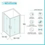 Box doccia angolare doppio soffietto 100x80 in vetro temperato trasparente con profili nero opaco Neos