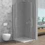 Box doccia angolare 80x90 in vetro temperato doppio battente con profili cromo Neos