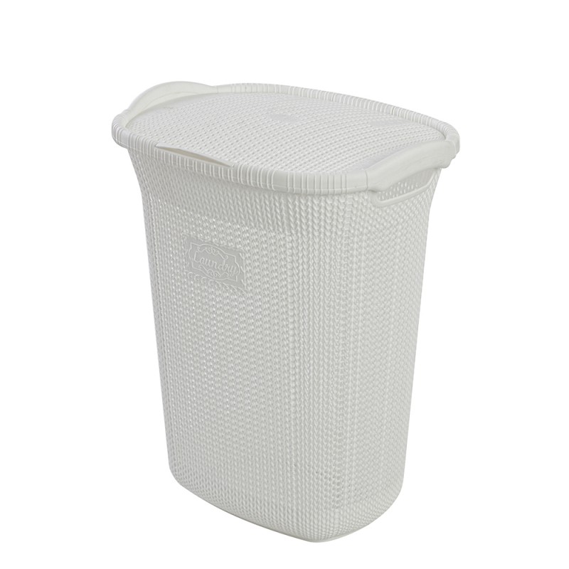 Porta biancheria Bianco in plastica capienza 65 Lt per la Lavanderia Portabiancheria da Bagno in Plastica Bianco 65 litri per Arredo Lavanderia