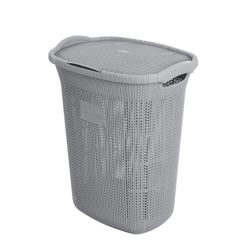 Porta biancheria in plastica Grigio capienza 65 Lt per la Lavanderia Portabiancheria in Plastica Grigio con Coperchio 65 litri Lavanderia