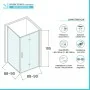 Box doccia angolare a soffietto 90x90 in vetro temperato trasparente con profili nero opaco Neos