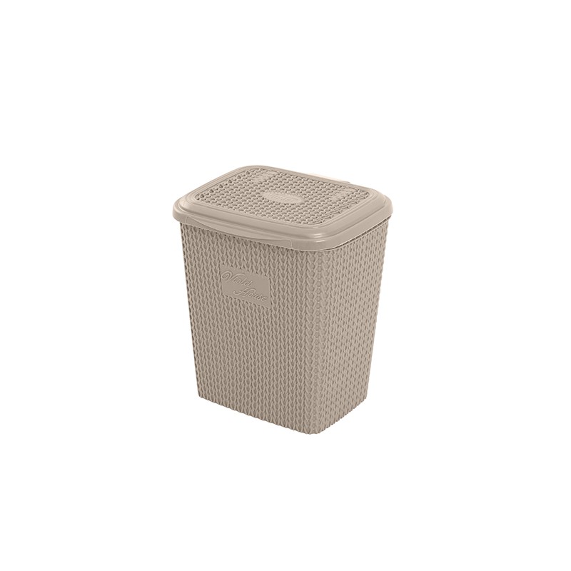 Pattumiera da Bagno Moderna Tortora 8 Lt in Plastica con Decoro Pattumiera da Bagno Moderna Tortora 8 Lt in Plastica con Decoro