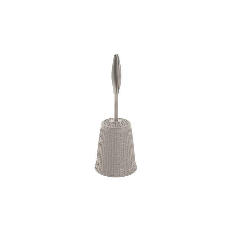 Porta Scopino wc d'appoggio Tortora con ciuffo in setole in plastica Portascopino Tortorta di Design in Plastica Tondo ideale per Bagno Moderno
