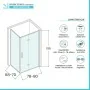 Scheda tecnica Box doccia angolare a soffietto 70x80 in vetro temperato trasparente con profili cromo Neos