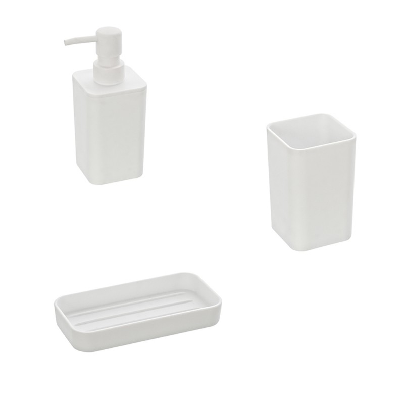 accessori bagno appoggio bianco Set Composto da 3 Accessori Bagno d'Appoggio Bianco Moderno