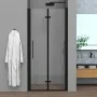Porta doccia a soffietto per nicchia 90cm in vetro temperato trasparente con profili nero opaco Neos