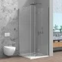 Box doccia angolare a soffietto 90x100 in vetro temperato trasparente con profili cromo Neos
