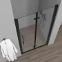 Porta doccia a soffietto per nicchia 70cm in vetro temperato trasparente con profili neri Neos