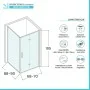 Scheda tecnica Box doccia angolare a soffietto 70x90 in vetro temperato trasparente con profili cromo Neos
