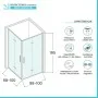 Box doccia angolare 100x100 in vetro temperato trasparente doppio soffietto con profili cromo Neos