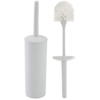 Portascopino WC Tondo da Appoggio Bianco in Plastica con Scopino
