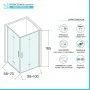 Scheda tecnica Box doccia angolare 70x100 in vetro temperato trasparente doppio soffietto con profili cromo Neos