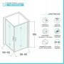 Box doccia angolare 90x90 in vetro temperato trasparente doppio soffietto con profili cromo Neos scheda tecnica