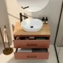 Mobile bagno sospeso 80cm terracotta con due cassetti e specchio Brik