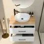 Mobile bagno sospeso 80cm bianco opaco con due cassetti e specchio Brik