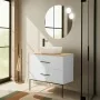 Mobile bagno sospeso 80cm bianco opaco con due cassetti e specchio Brik