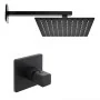 Set doccia soffione quadrato 30x30cm in acciaio inox braccio 30cm e miscelatore nero opaco Lotus