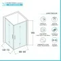 Scheda tecnica Box doccia angolare 70x90 in vetro temperato trasparente doppio soffietto con profili cromo Neos