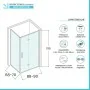Box doccia angolare a soffietto 90x70 in vetro temperato trasparente con profili nero opaco Neos