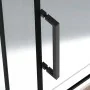 Box doccia angolare a soffietto 80x80 in vetro temperato trasparente con profili nero opaco Neos