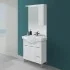 Mobile Bagno in legno grigio L. 82.5 cm con due ante, due cassetti e specchiera con pensile e luci