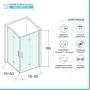 Box doccia angolare doppio soffietto 80x80 in vetro temperato trasparente con profili nero opaco Neos