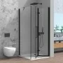 Box doccia angolare a soffietto 70x100 in vetro temperato trasparente con profili nero opaco Neos