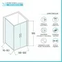 Box doccia angolare 80x100 con apertura saloon in vetro temperato trasparente con profili cromati Neos