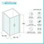 Box doccia angolare 80x70 con apertura saloon in vetro temperato trasparente con profili nero opaco Neos