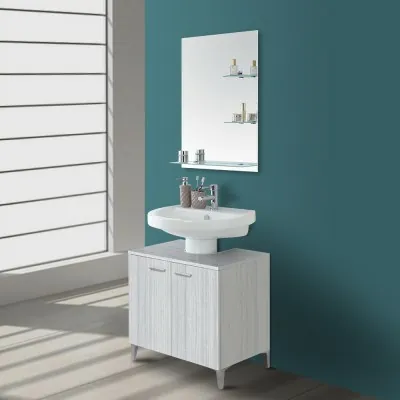 Mobile sotto lavabo bagno 70 cm grigio con 2 ante e piedini cromati