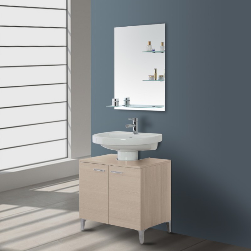 Mobile sotto lavabo bagno 70 cm larice con 2 ante e piedini cromati Mobile sotto lavabo bagno 70 cm larice con 2 ante e piedini cromati