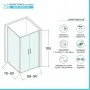 Box doccia angolare 80x90 con apertura saloon in vetro temperato trasparente con profili nero opaco Neos