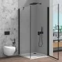 Box doccia angolare 90x70 in vetro temperato trasparente battente con profili nero opaco Neos