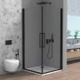 Box doccia angolare 70x70 in vetro temperato  doppio battente con profili nero Neos