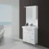 Mobile Bagno Bianco Lucido L. 82.5 cm con due ante, due cassetti e specchiera con pensile e luci