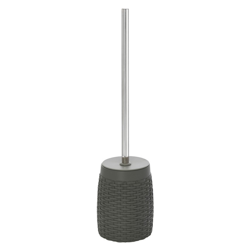 Porta Scopino wc grigio moderno rattan Porta Scopino Grigio d'appoggio in resina effetto rattan moderno