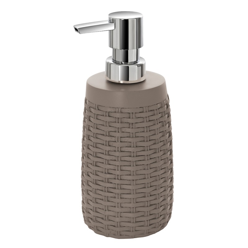 Dispenser bagno sapone liquido tortora Dispenser sapone liquido bagno Tortora in resina effetto rattan