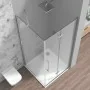 Box doccia angolare a soffietto 90x100 in vetro temperato trasparente con profili cromo Neos
